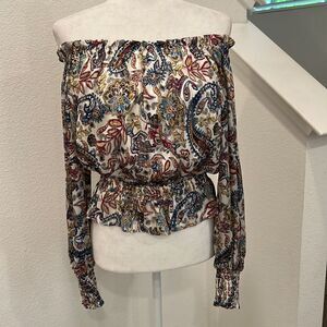 Bloomingdales Aqua Off the Shoulder Top